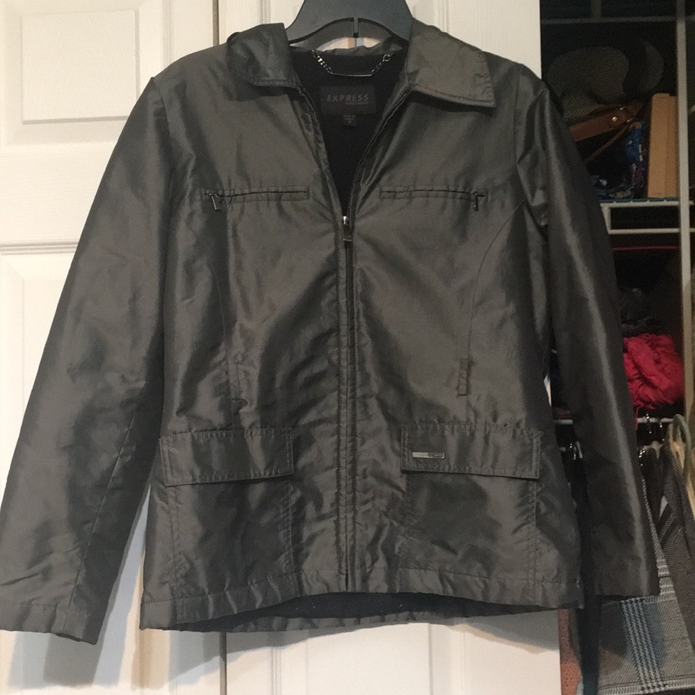 Express Y2K metallic gray jacket size small